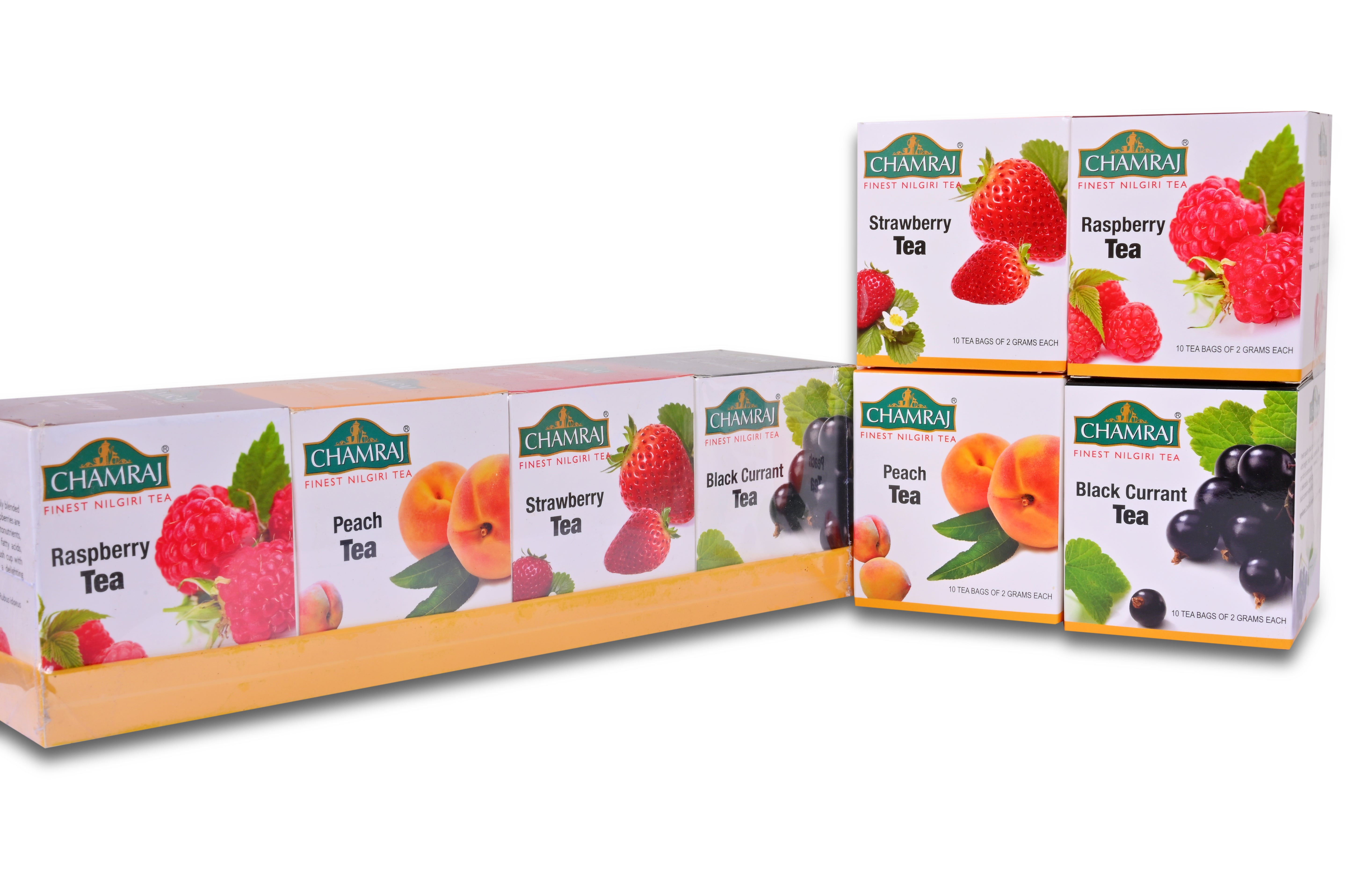 Chamraj Fruit Infusion Tea Bags – Raspberry, Peach, Strawberry & Black Currant Tea