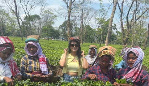Lluvia Tea Founder with Tea Workers