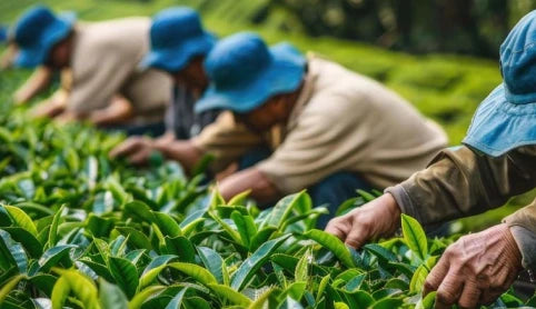 Farmers Picking Jomga Tea Leaves