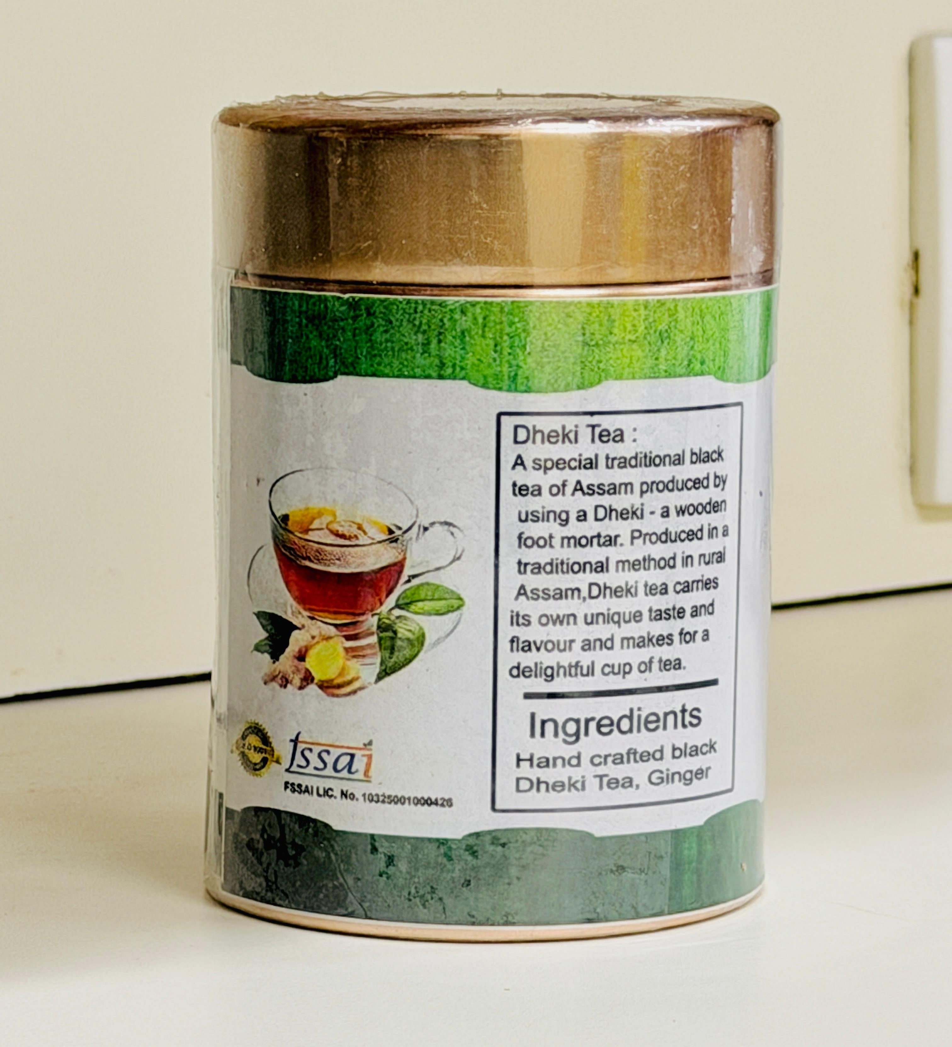 Aromica Dheki Tea Can with Ingredients Information