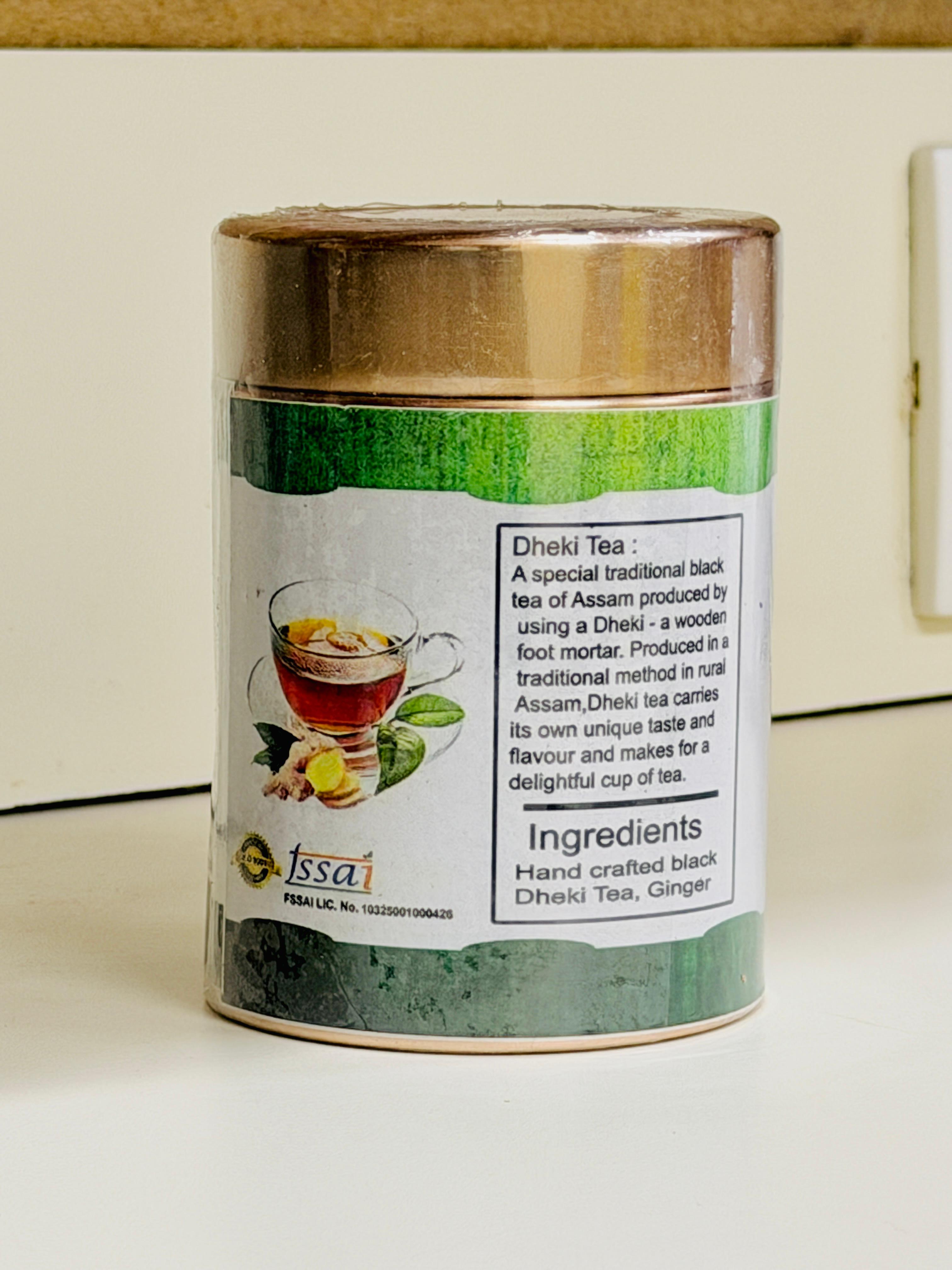 Aromica Dheki Tea Can with Ingredients Information