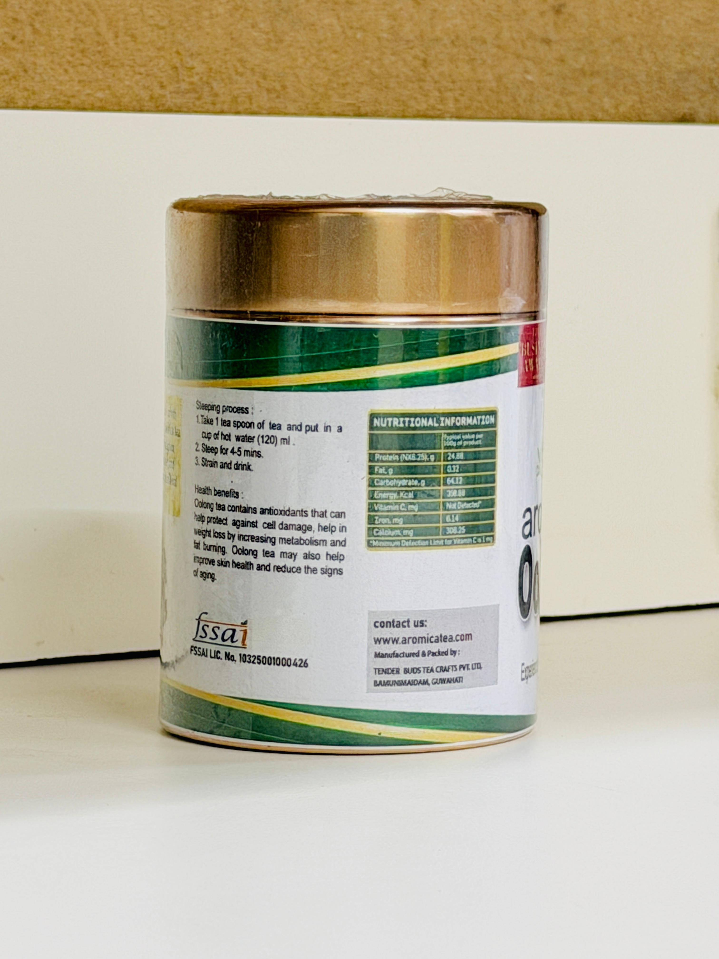 Aromica Oolong Tea Canister with Nutritional Label