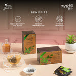 Bagicha Darjeeling Green Tea Box with Benefits Listed