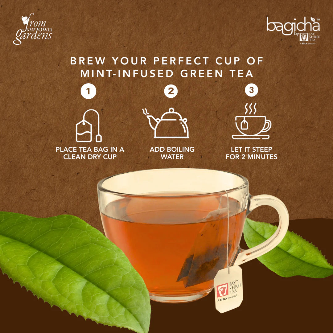 Bagicha Mint-Infused Green Tea Brewing Instructions