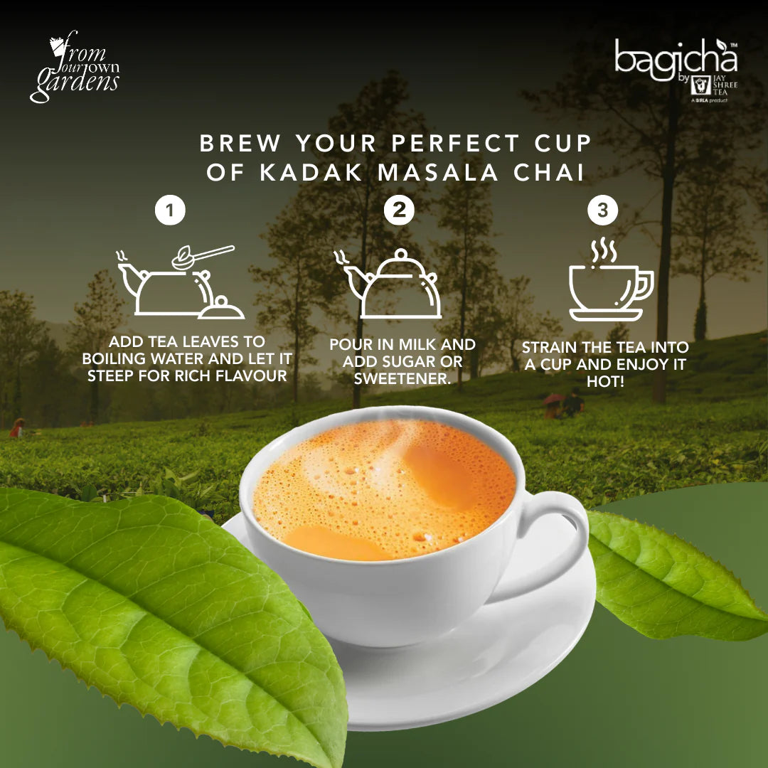 Bagicha by Jayshree Tea Kadak Masala Chai Brewing Instructions