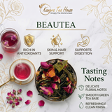 Kangra Tea House BeauTEA 100% Organic Hibiscus Rose First Flush Green Tea-Glowing Skin, Inner Vitality and a Healthy Heart