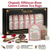 Kangra Tea House BeauTEA 100% Organic Hibiscus Rose First Flush Green Tea in Hand Sewn Chemical-Free Cotton Potlis – Glowing Skin, Inner Vitality and a Healthy Heart