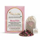 Kangra Tea House BeauTEA 100% Organic Hibiscus Rose First Flush Green Tea in Hand Sewn Chemical-Free Cotton Potlis – Glowing Skin, Inner Vitality and a Healthy Heart