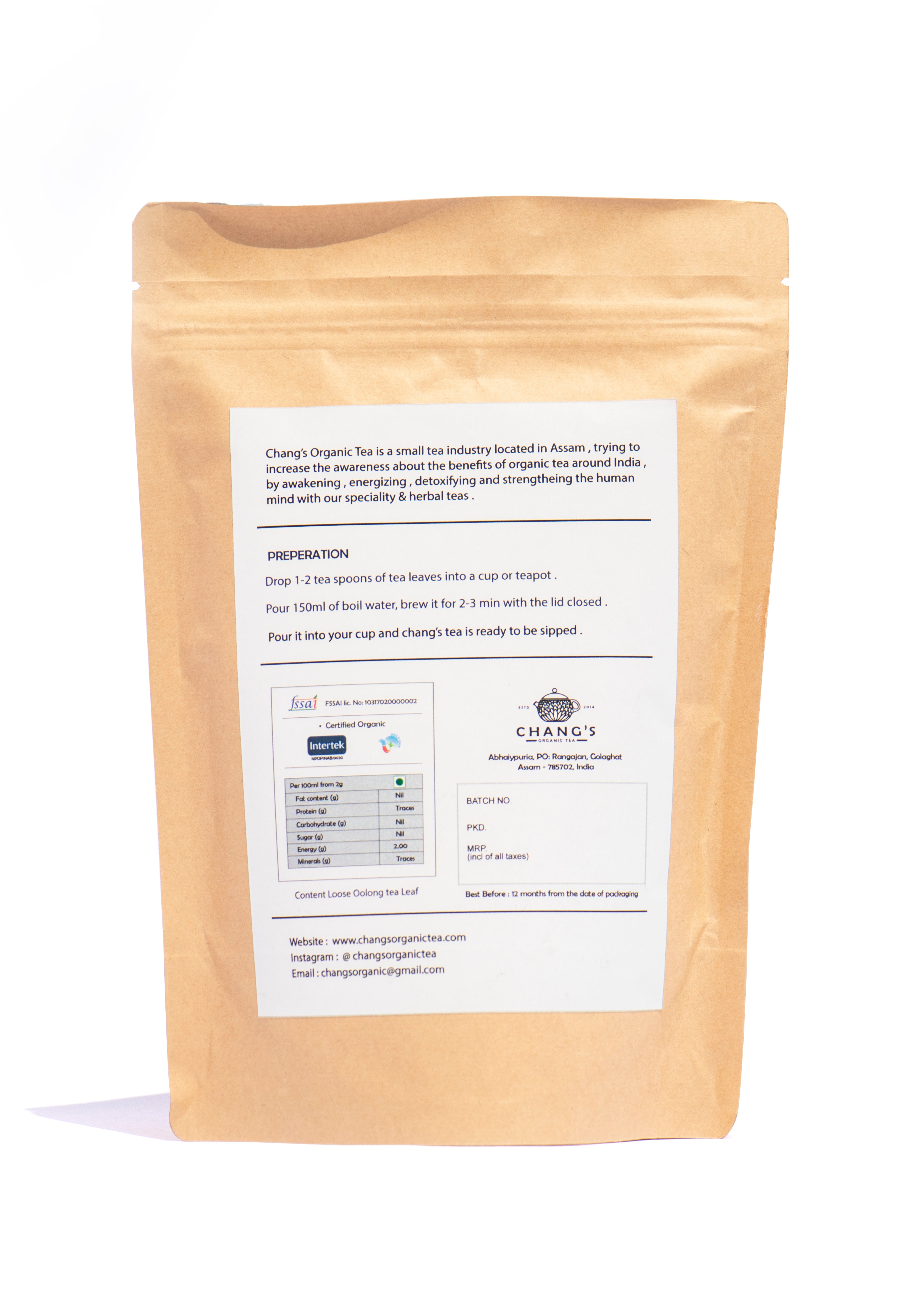 Chang's Organic Tea Assam Handcrafted Oolong Tea Pack