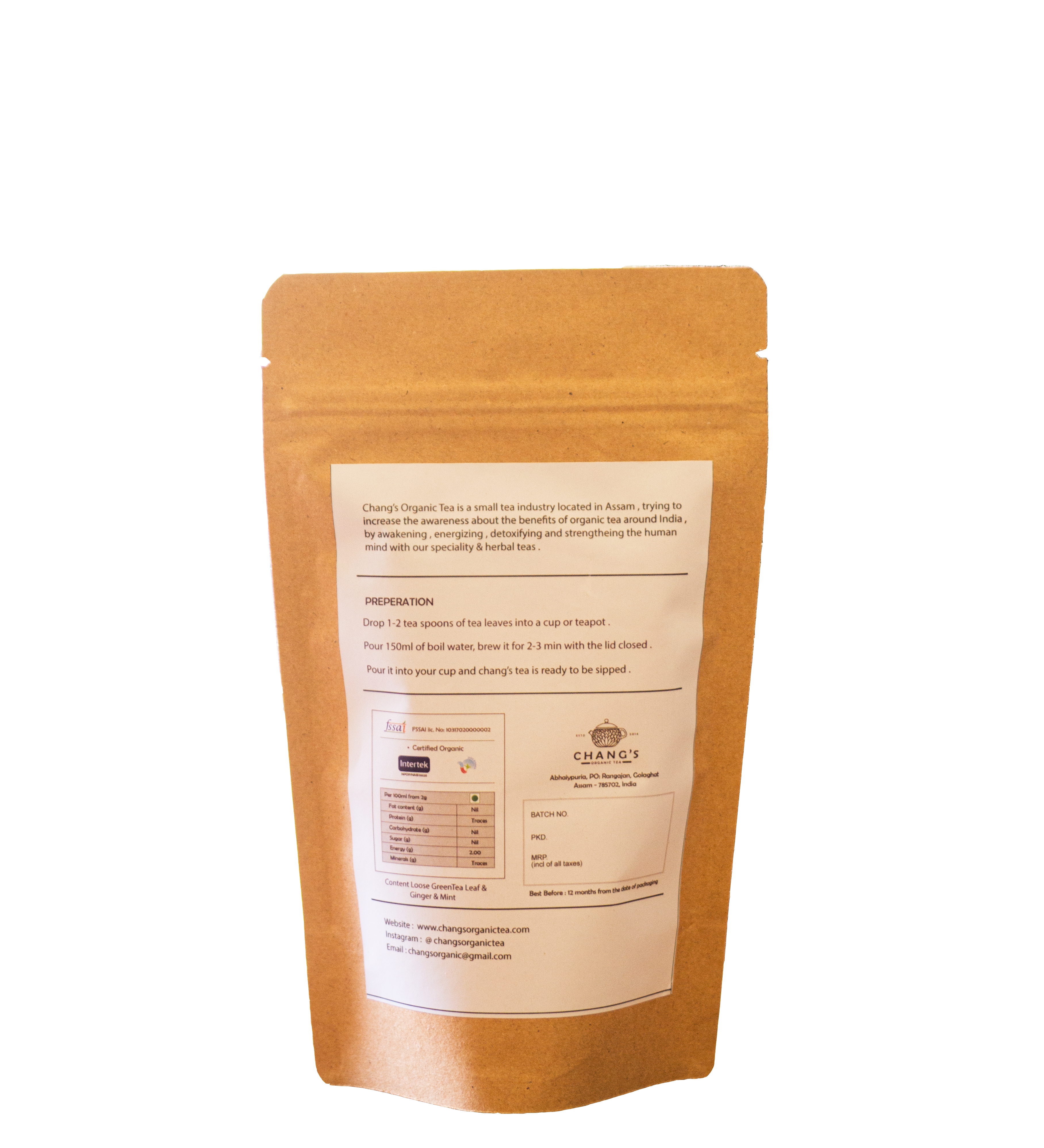 Chang's Organic Tea Ginger Mint Tea with Warming Spice