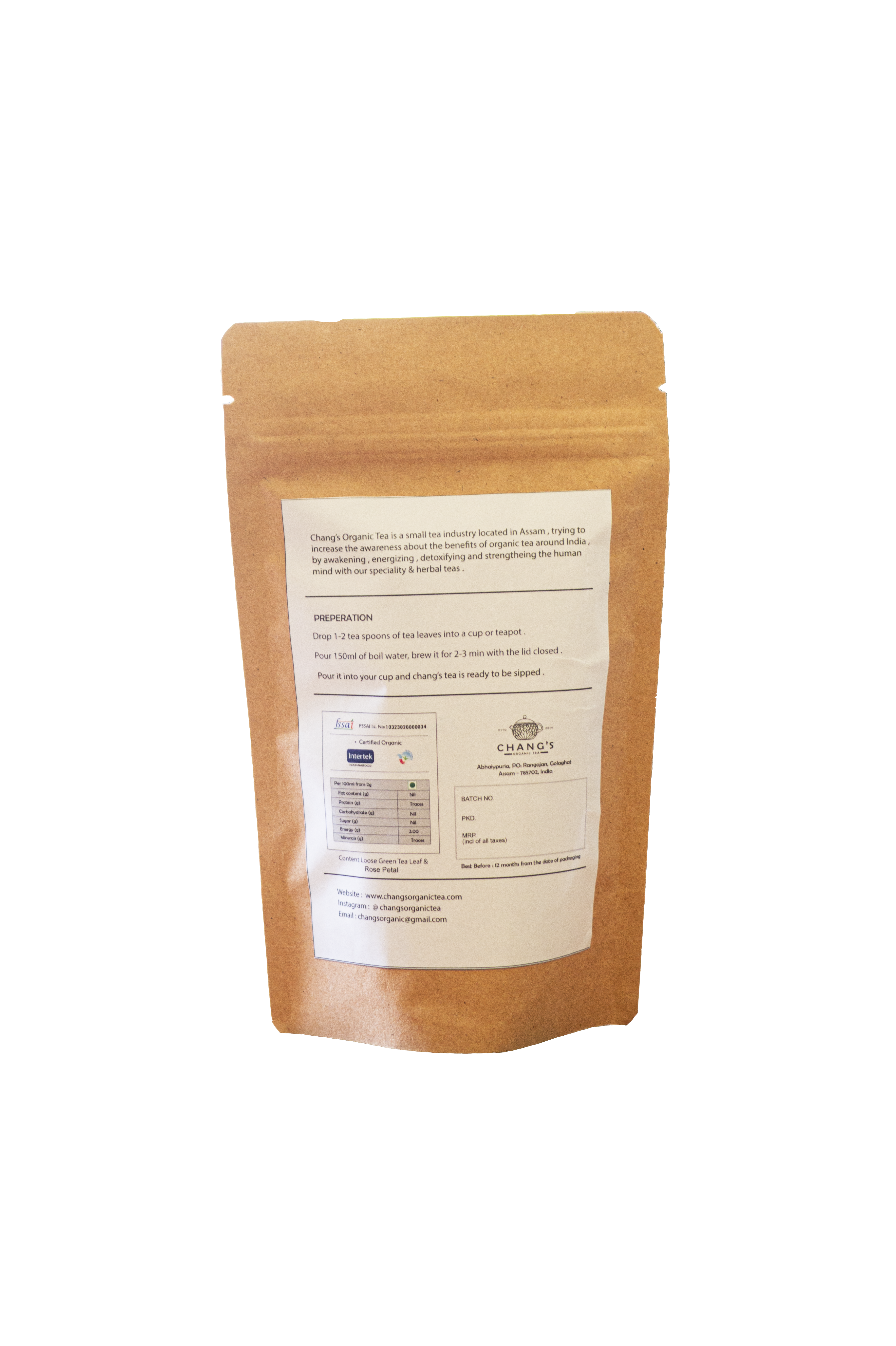 Chang's Organic Tea Rose Petal Herbal Tisane Tea Pack