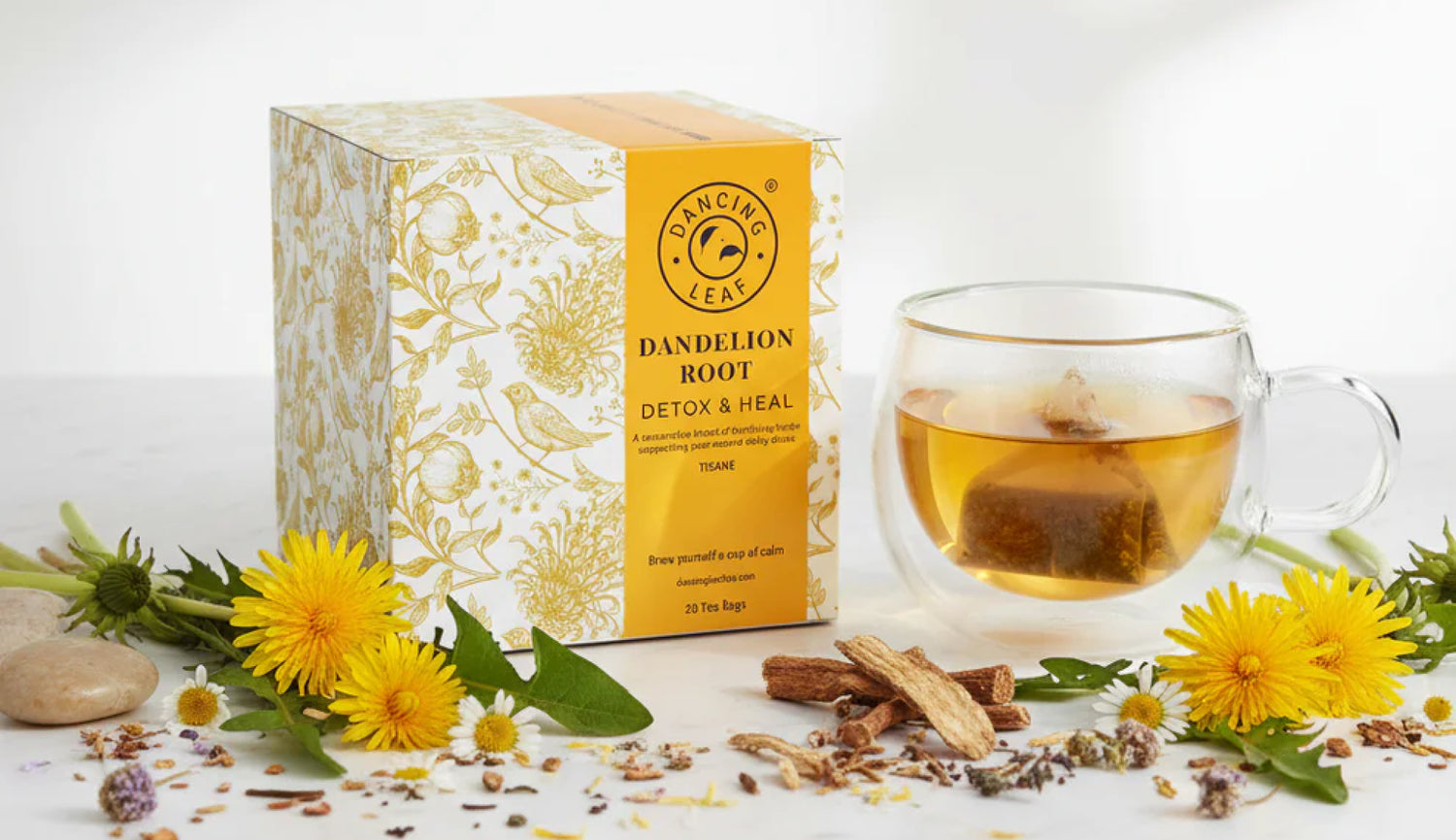 Dancing Leaf Dandelion Root Tea Box