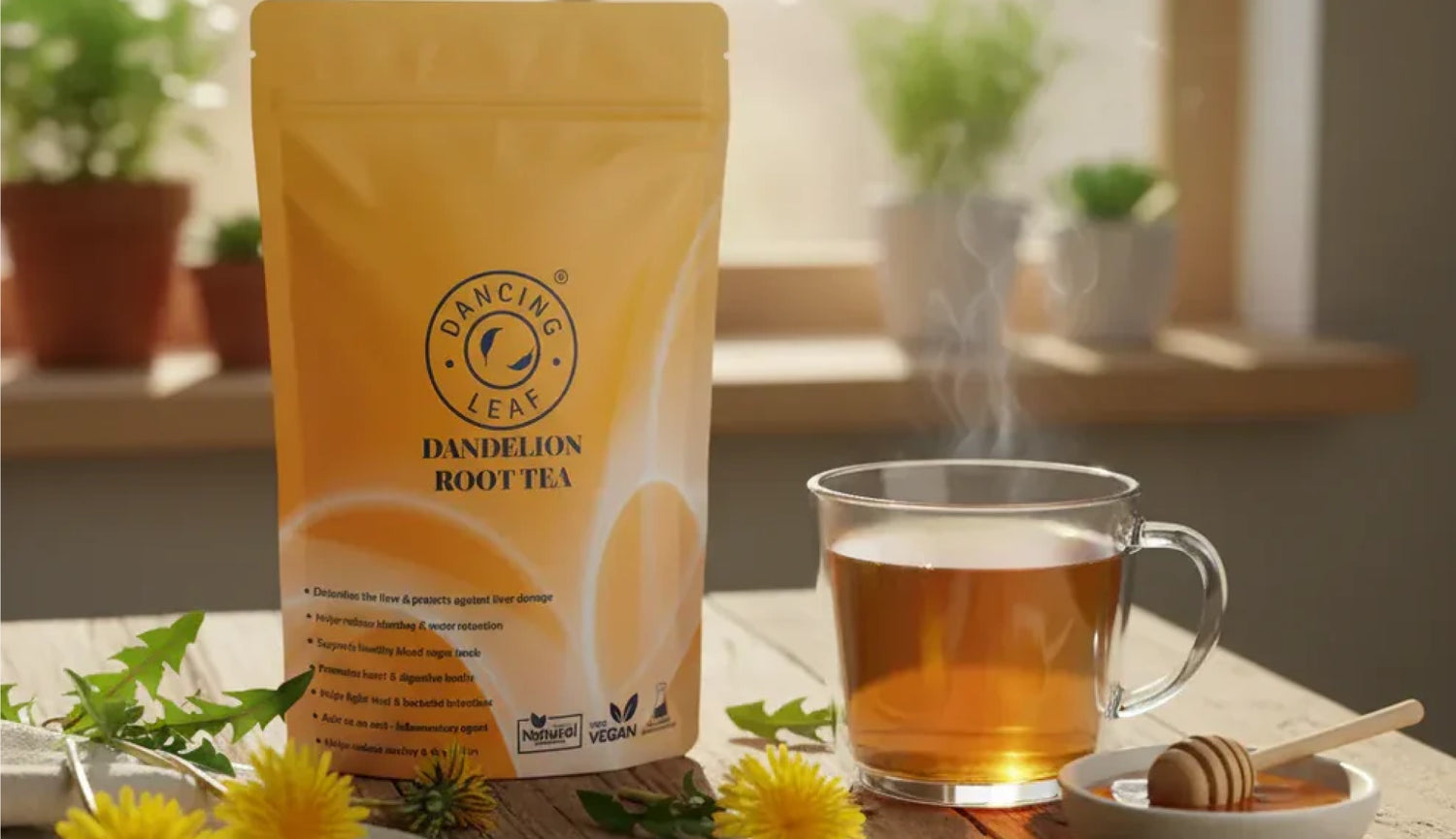 Dancing Leaf Dandelion Root Tea Pack