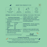 Dancing Leaf Fennel Green Tea Packaging with Brewing Instructions and Nutritional Information