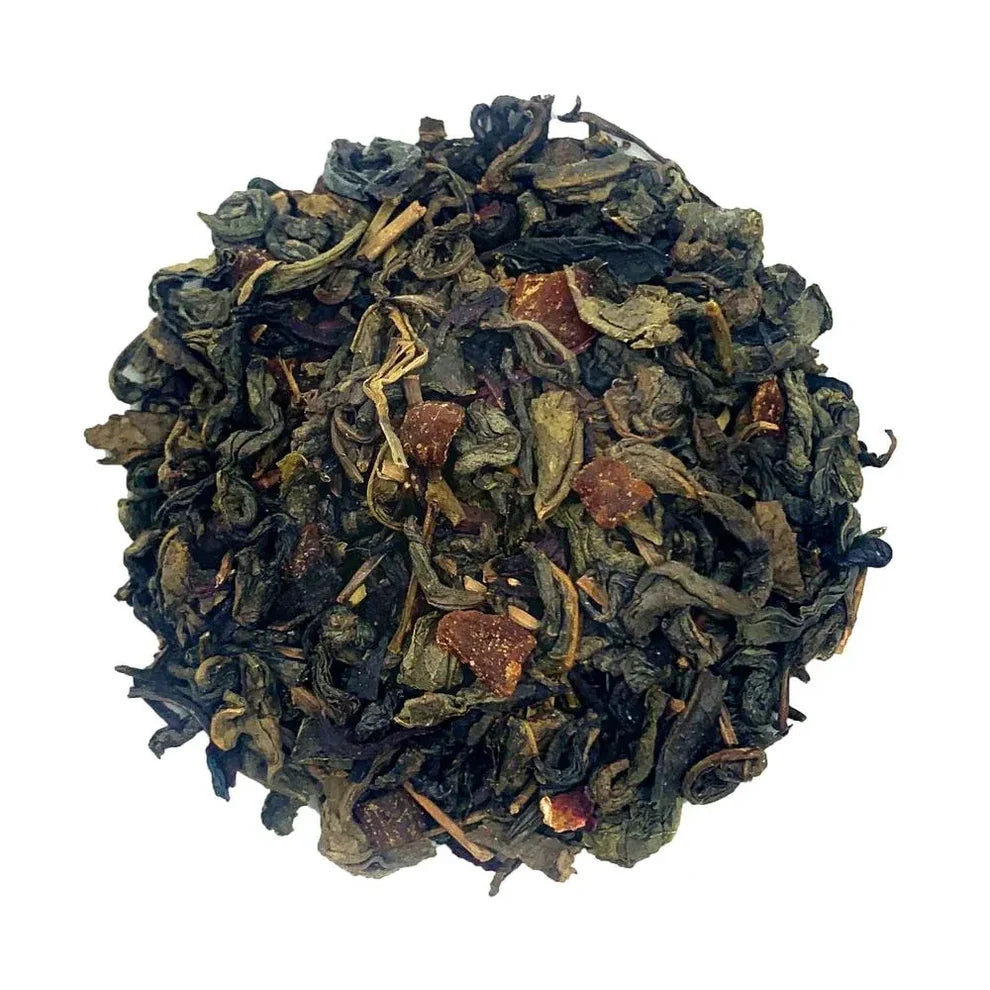 Dancing Leaf Green Tea with Peach and Hibiscus Herbal Infusion