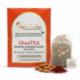 Kangra Tea House GhaaTEA 100% Organic Kashmiri Kahwa with Saffron & Almond First Flush Green Tea in Hand Sewn Chemical-Free Cotton Potlis