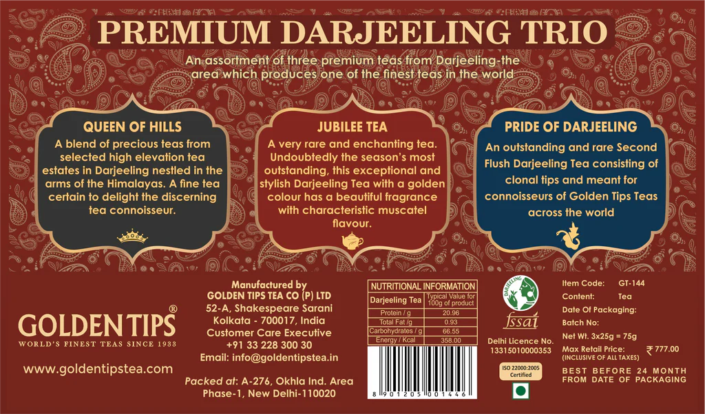 Golden Tips Premium Darjeeling Trio Tea Pack