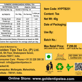 Golden Tips Herbyoga Turmeric Ashwagandha Herbal Tea Packaging with Nutritional Facts