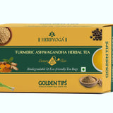 Golden Tips Herbyoga Turmeric Ashwagandha Herbal Infusion of 20 Tea Bags