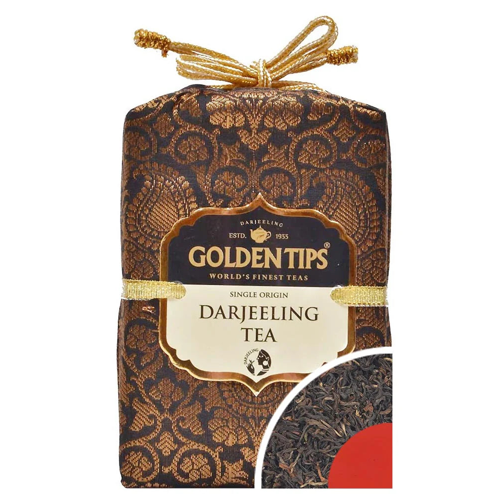 Golden Tips Pure Darjeeling Black Tea in Royal Brocade Cloth Bag