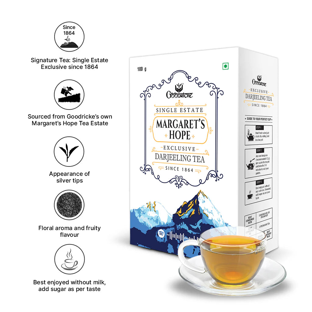 Goodricke Single Estate Margaret's Hope Tea Box with Product Details