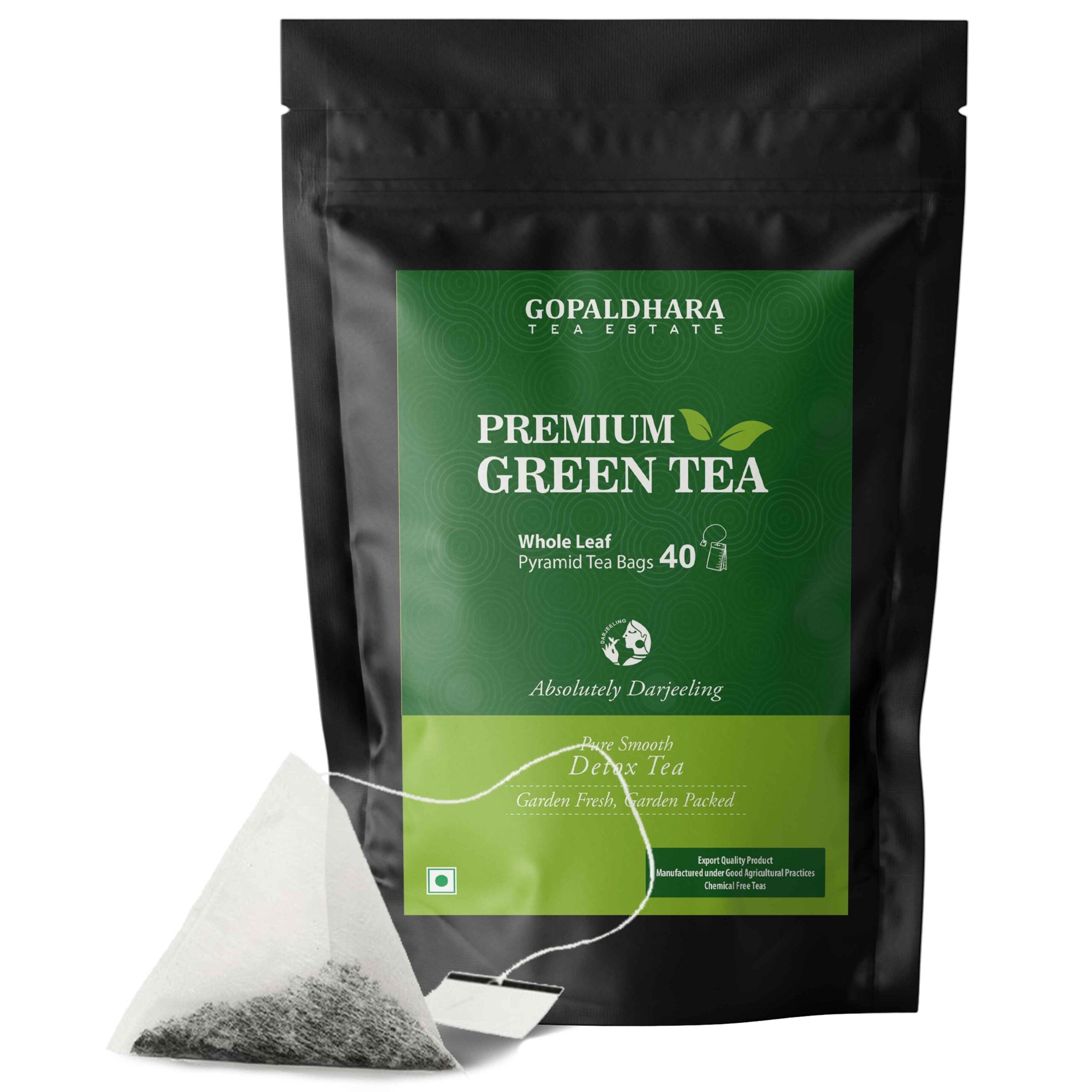 Gopaldhara Darjeeling First Flush Detox Green Tea Pyramid Leaf Tea Bag