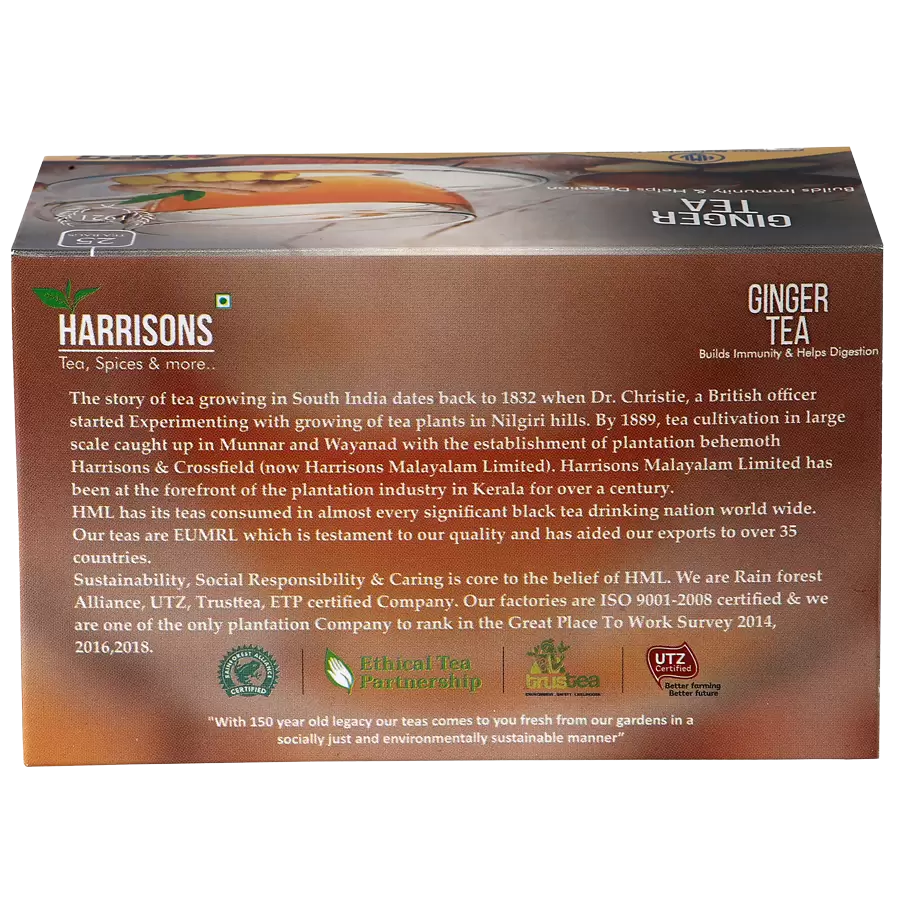 Harrisons Malayalam Ginger Black Tea Box