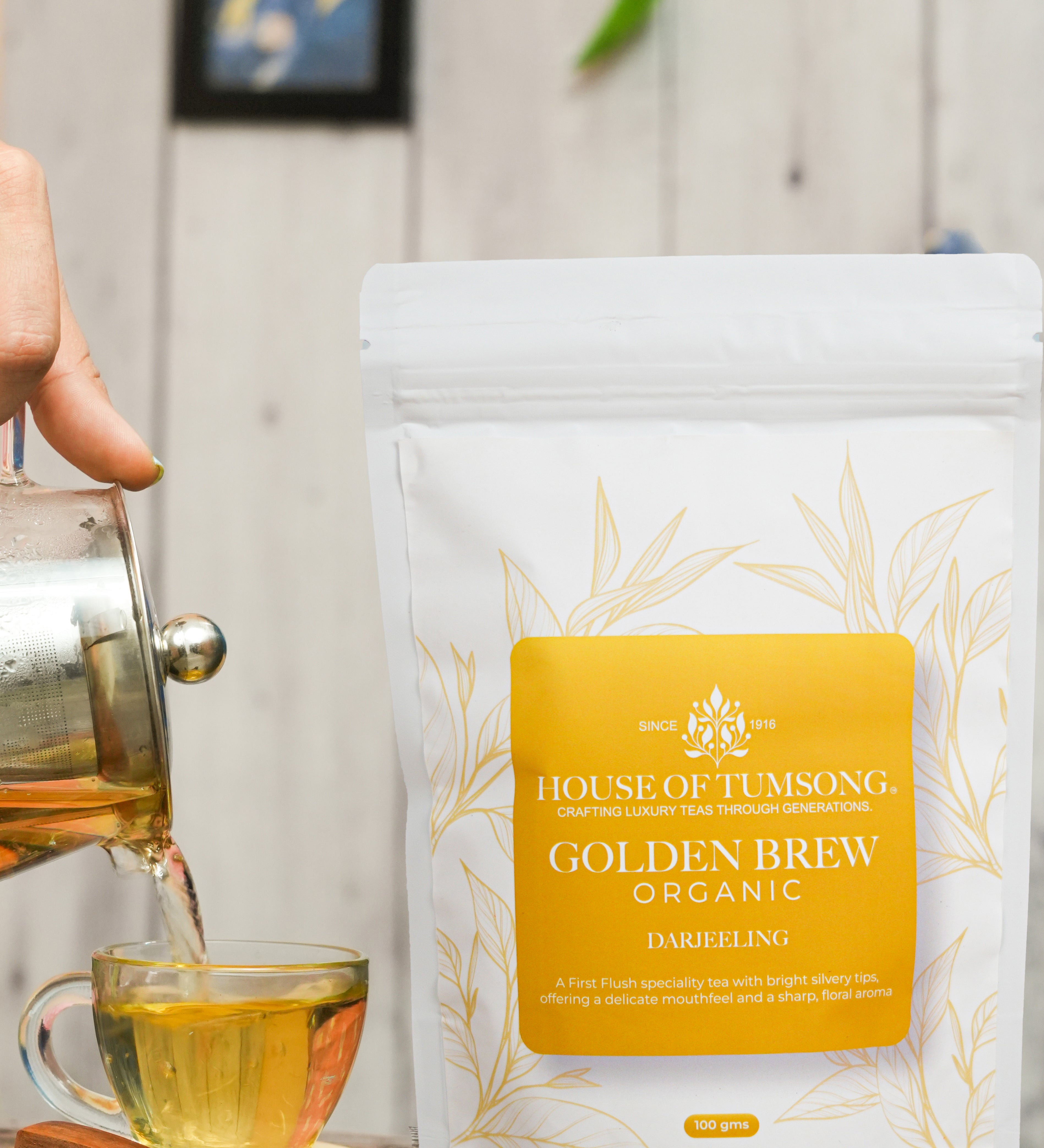 House of Tumsong Darjeeling First Flush Golden Brew Organic Tea Pack of 100g