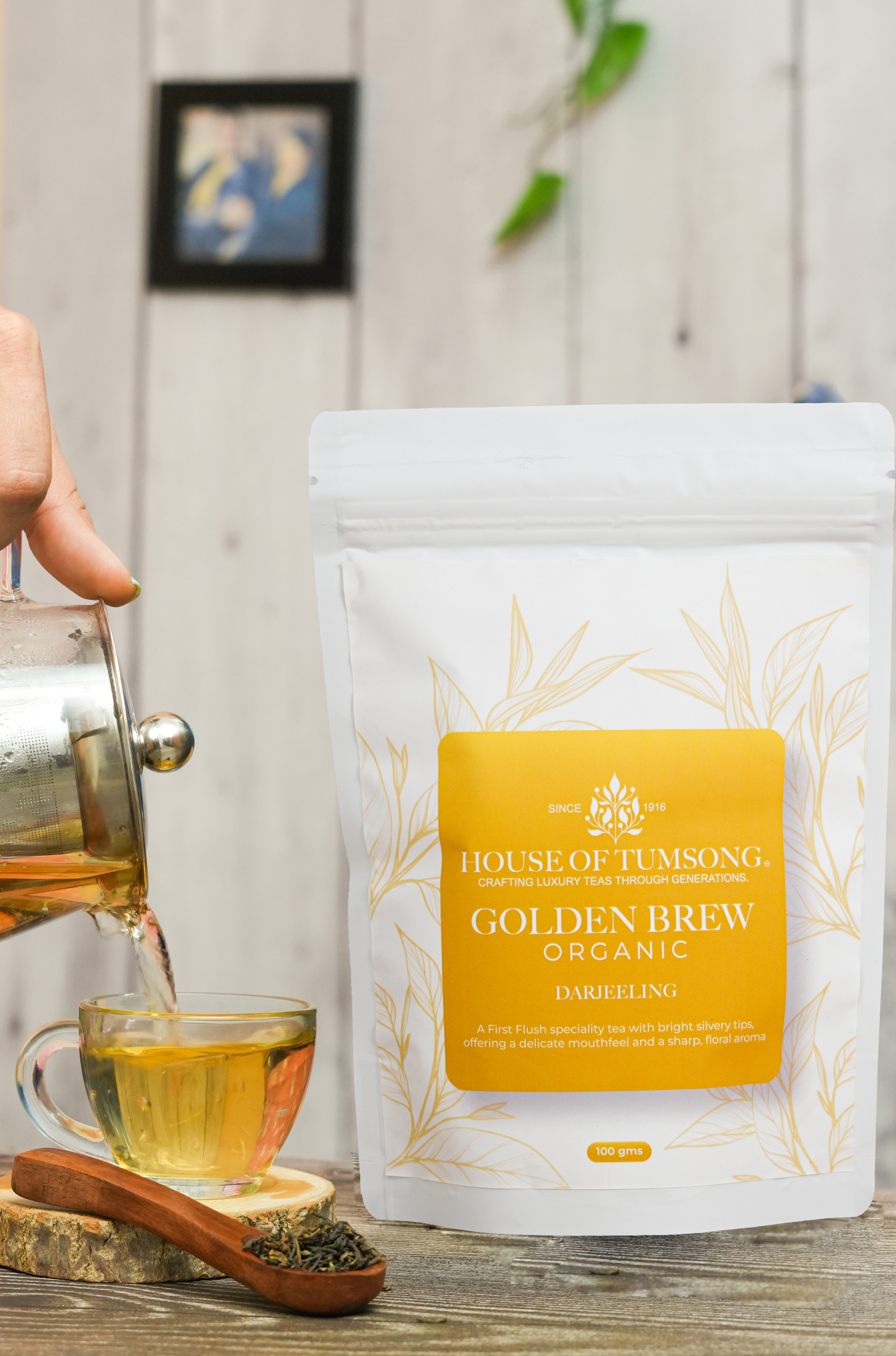 House of Tumsong Darjeeling First Flush Golden Brew Organic Tea Pack of 100g