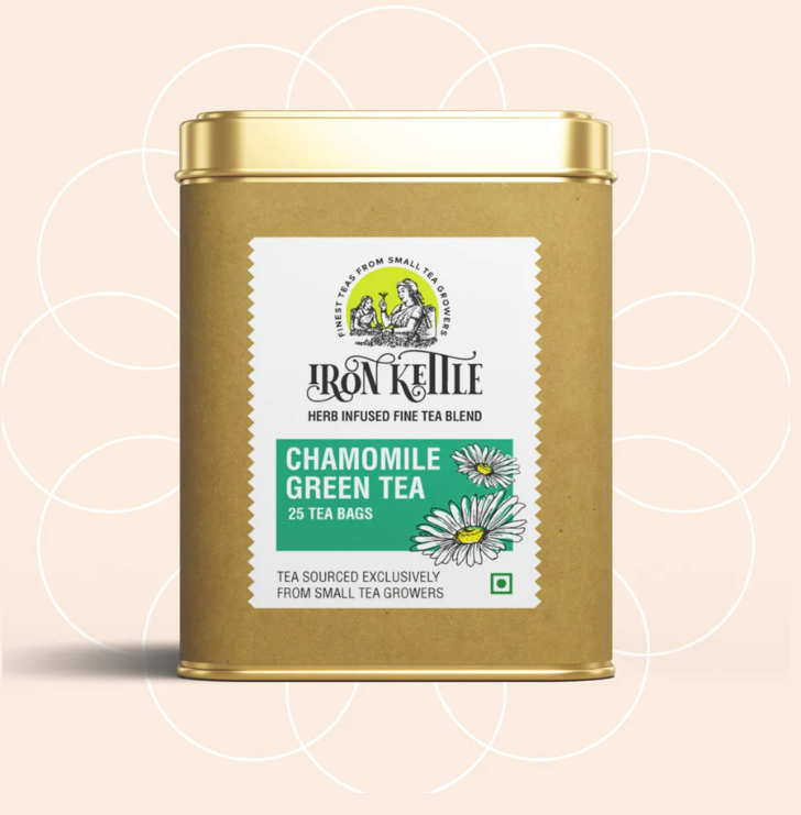 Iron Kettle Chamomile Green Tea Canister with Tea Bags