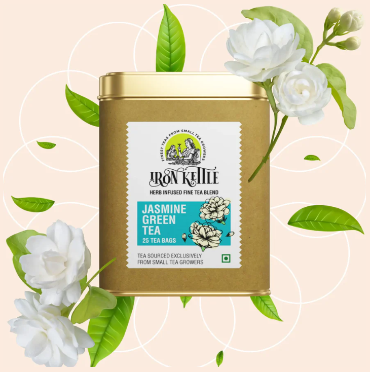 Iron Kettle Jasmine Green Tea Canister with 25 Teabags