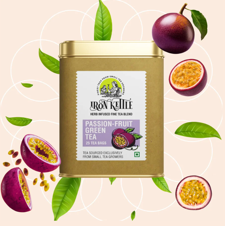 Iron Kettle Passion Fruit Green Tea Canister with 25 Teabags