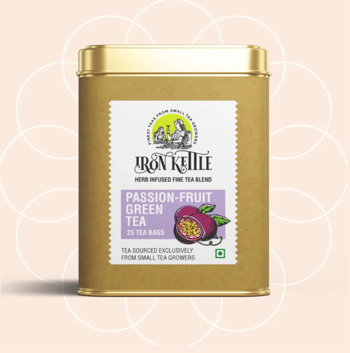 Iron Kettle Passion Fruit Green Tea Teabags with Tropical Fruit Flavor