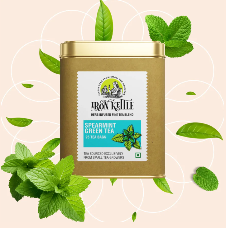 Iron Kettle Spearmint Green Tea Canister with 25 Teabags