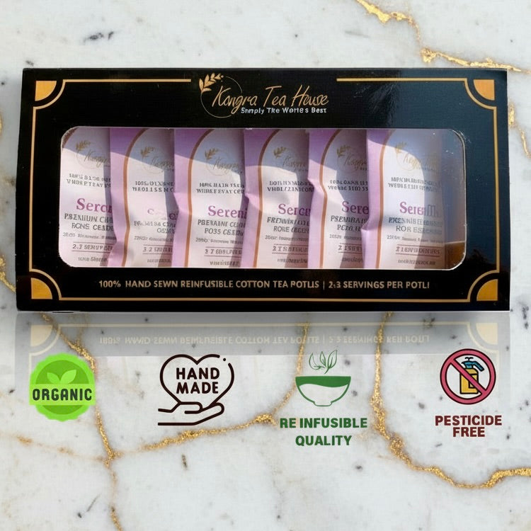 Kangra Tea House SereniTEA Premium Cotton Tea Potlis Box