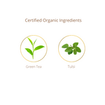 Certified organic ingredients with green tea and tulsi leaves