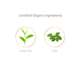 Certified organic ingredients with green tea and tulsi leaves