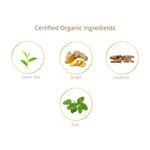 Certified Organic Ingredients - Green Tea, Ginger, Liquorice, and Tulsi