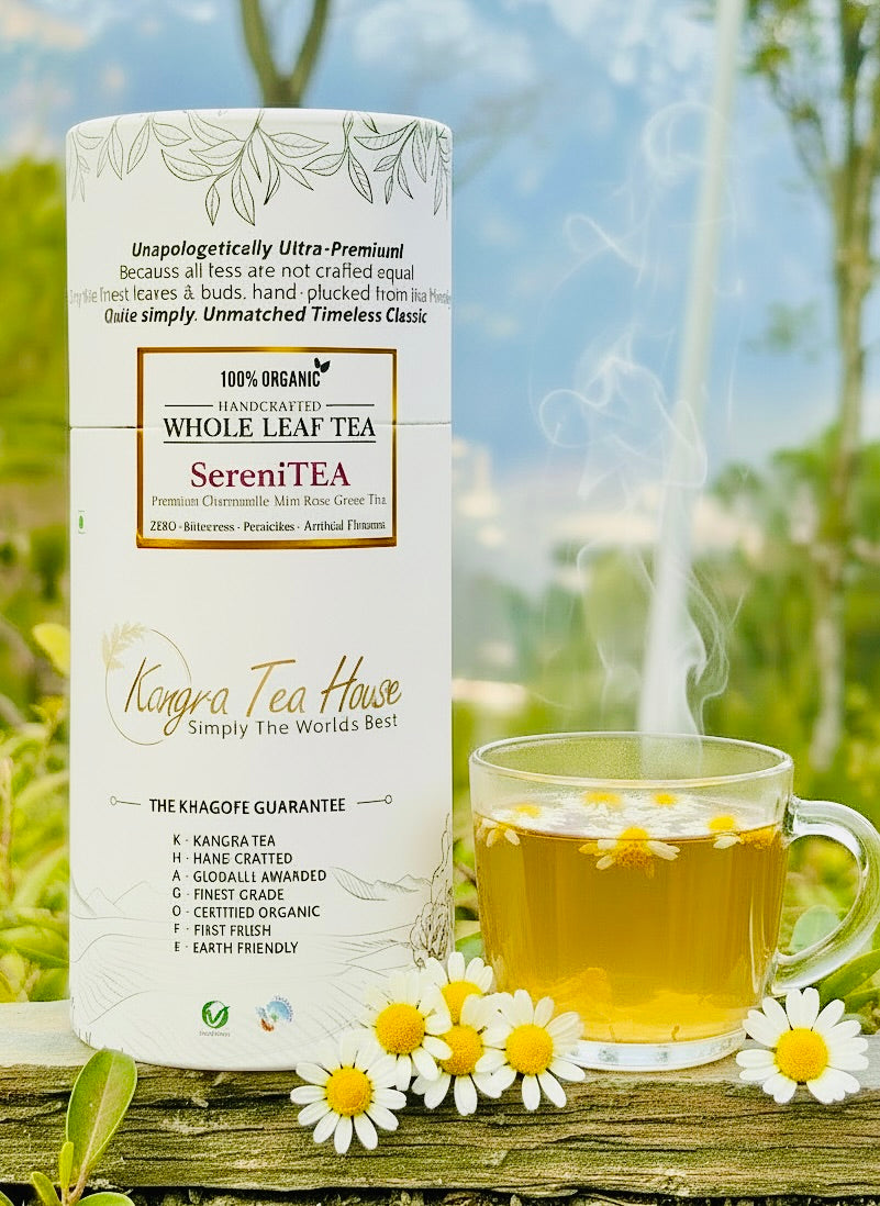 Kangra Tea House SereniTEA 100% Organic First Flush Chamomile Mint Rose Green Tea