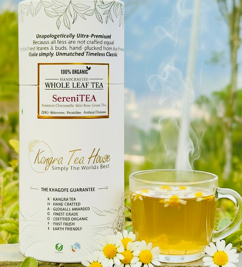 Kangra Tea House SereniTEA 100% Organic First Flush Chamomile Mint Rose Green Tea