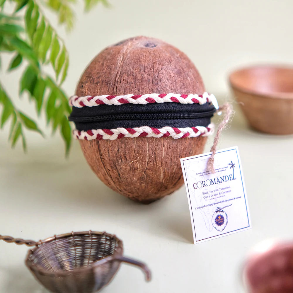 Karma Kettle Coromandel Tea in a Unique Coconut Shell Pouch
