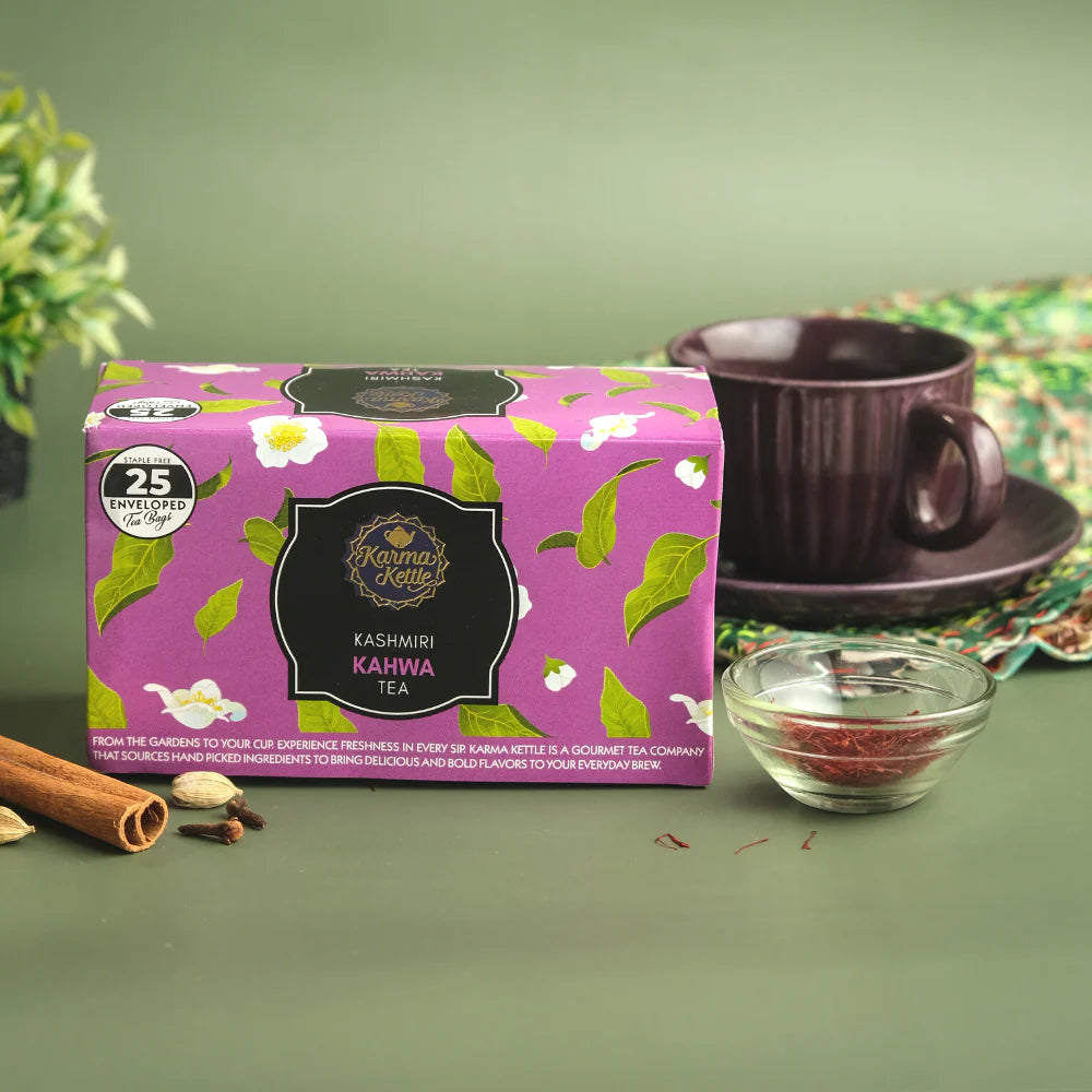 Karma Kettle Kashmiri Kahwa Spiced Green Tea Teabags Box