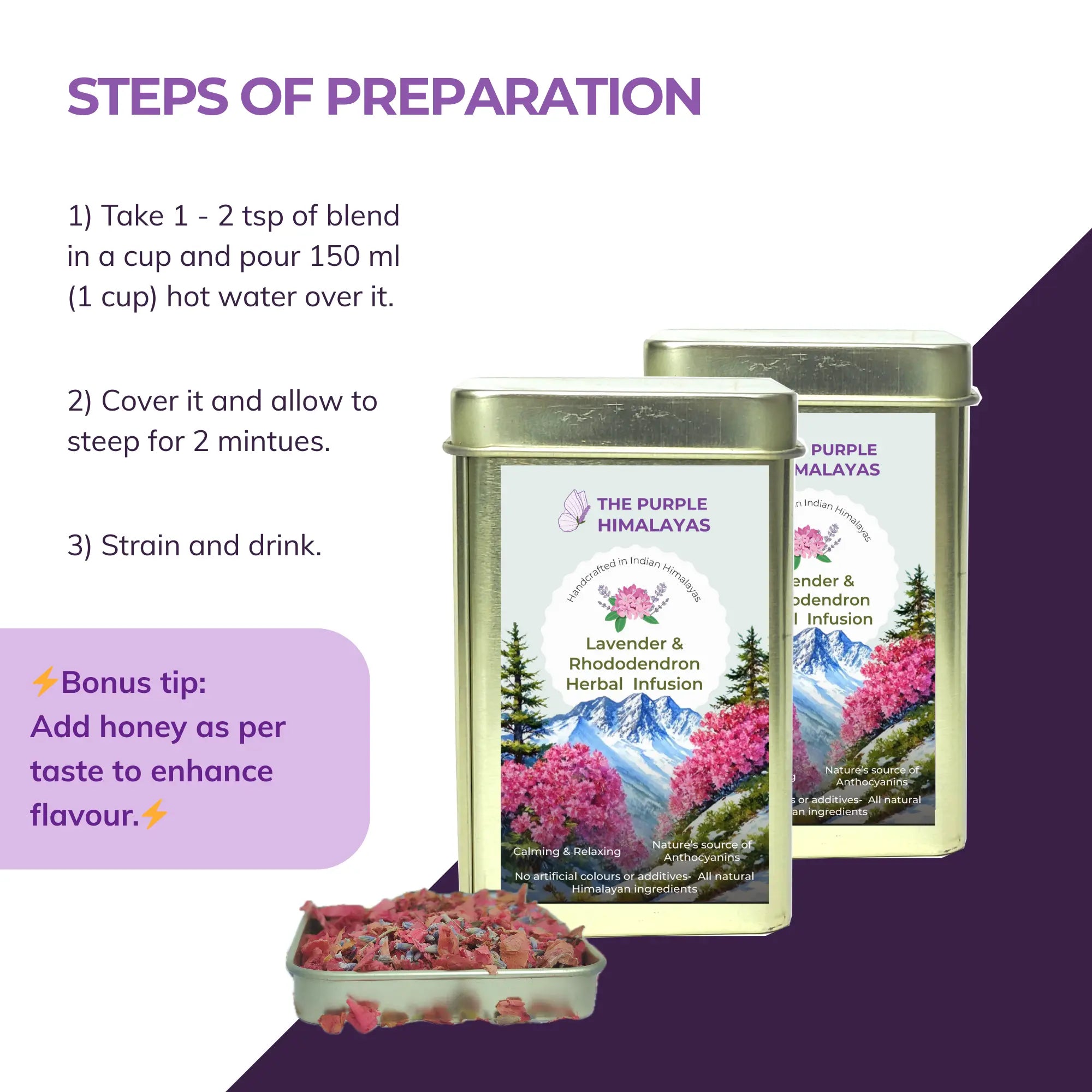 Lavender & Rhododendron Herbal Infusion Brewing Instruction