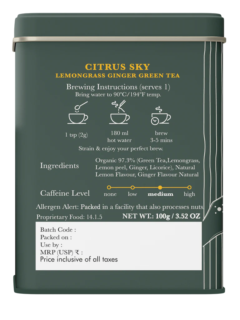 Luxmi Citrus Sky Lemongrass Ginger Green Tea