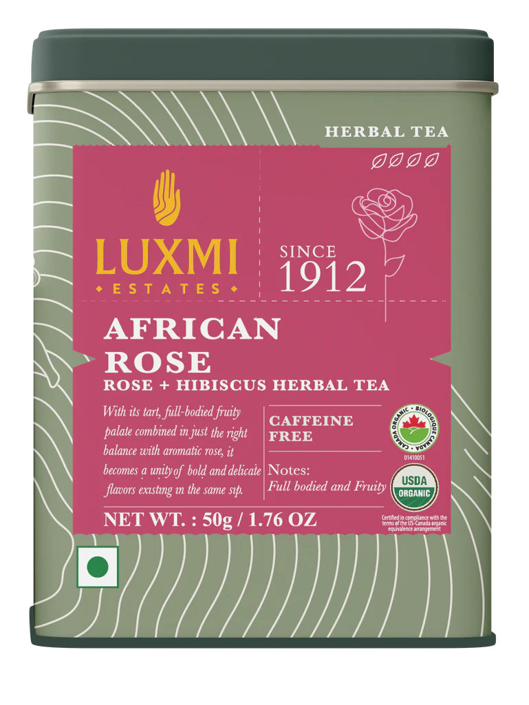 Luxmi Tea African Rose Hibiscus Herbal Tea Box