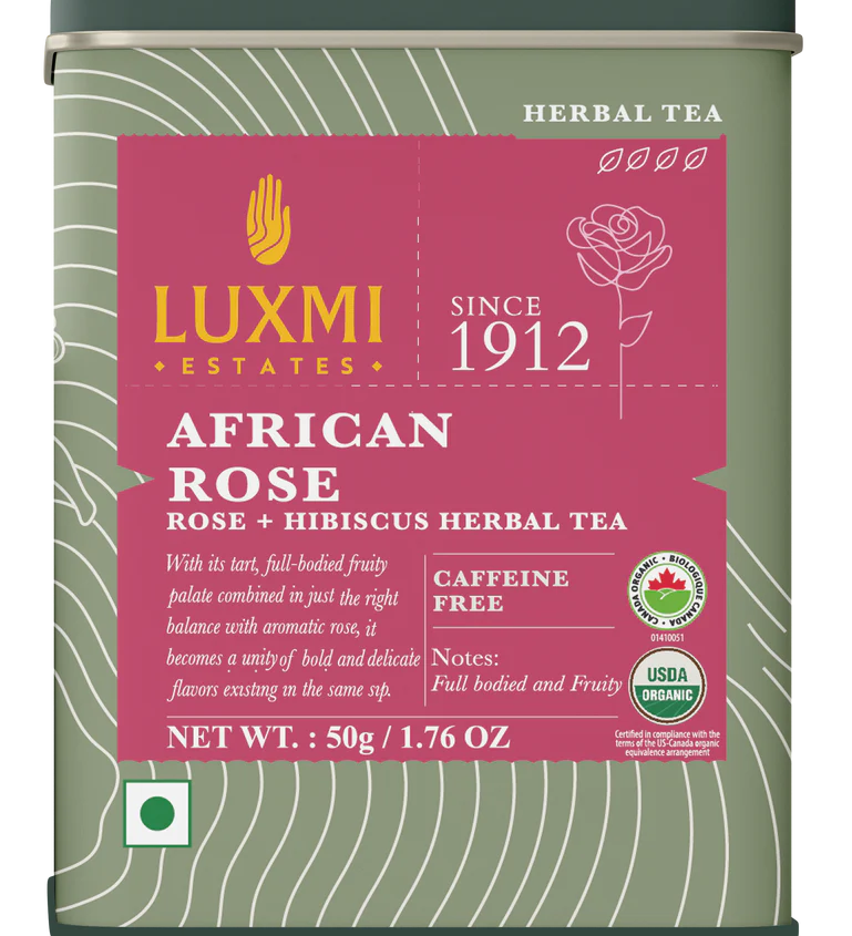 Luxmi Tea African Rose Hibiscus Herbal Tea Box