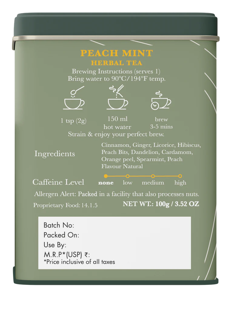 Luxmi Tea Organic Fruity Peach Mint Herbal Infusion