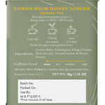 Luxmi Tea Organic Lemon Balm Honey Ginger Herbal Infusion