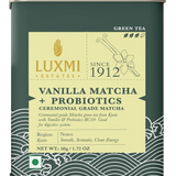 Luxmi Tea Organic First Flush Ceremonial Grade Vanilla Matcha with Probiotics - Good for Gut Health