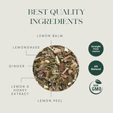 Luxmi Tea Organic Lemon Balm Honey Ginger Herbal Infusion for Lifting Mood and Soothing Throat